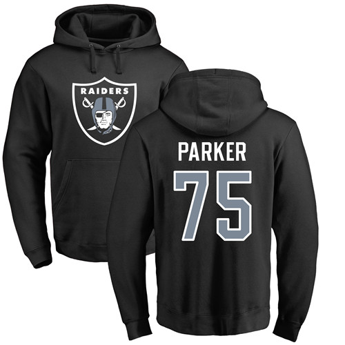 Men Oakland Raiders Black Brandon Parker Name and Number Logo NFL Football #75 Pullover Hoodie Sweatshirts